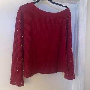 Red pearl blouse